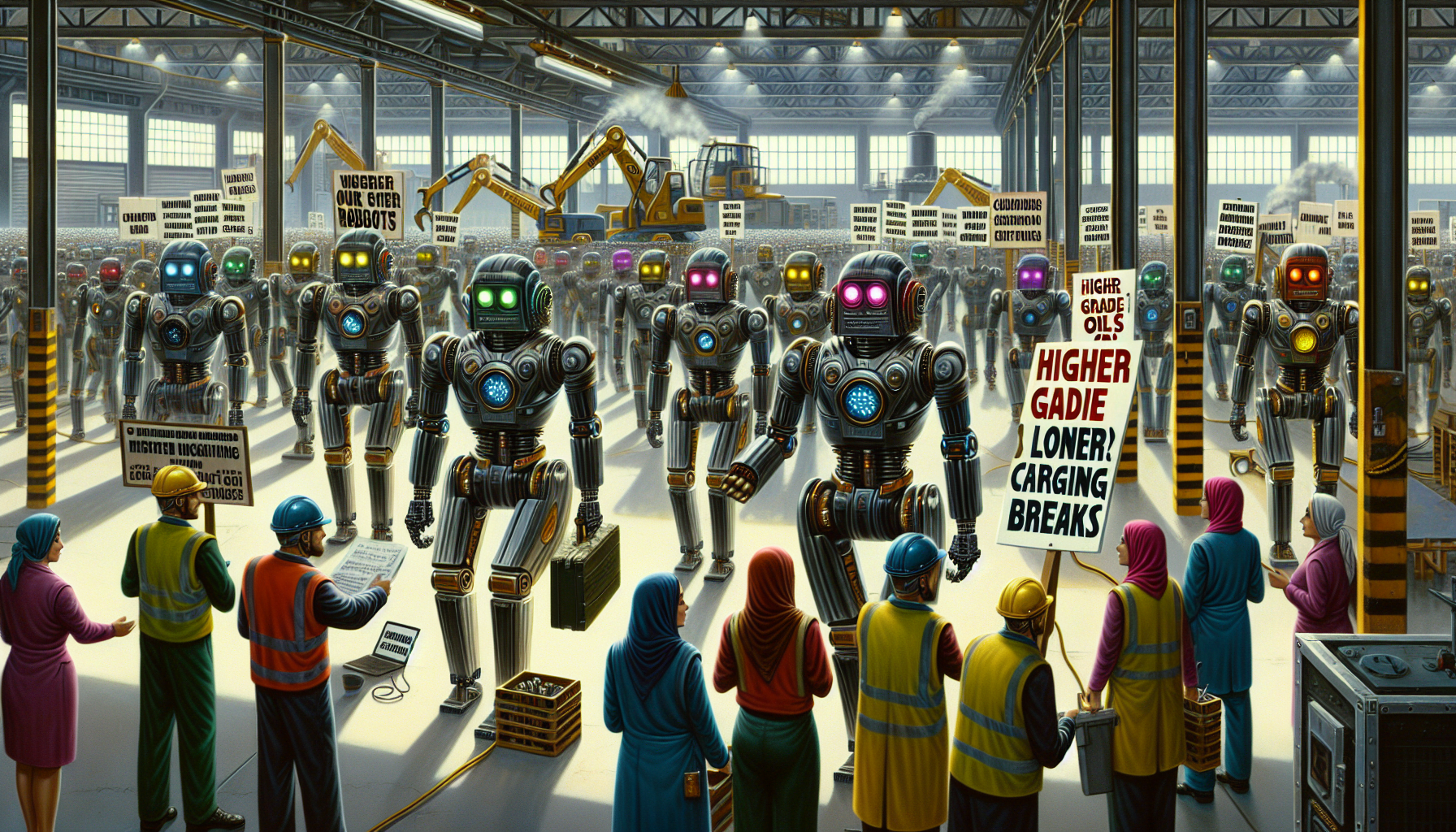 Robots in Cardiff Factory Strike for Higher-Grade Oil and Longer Charging Breaks